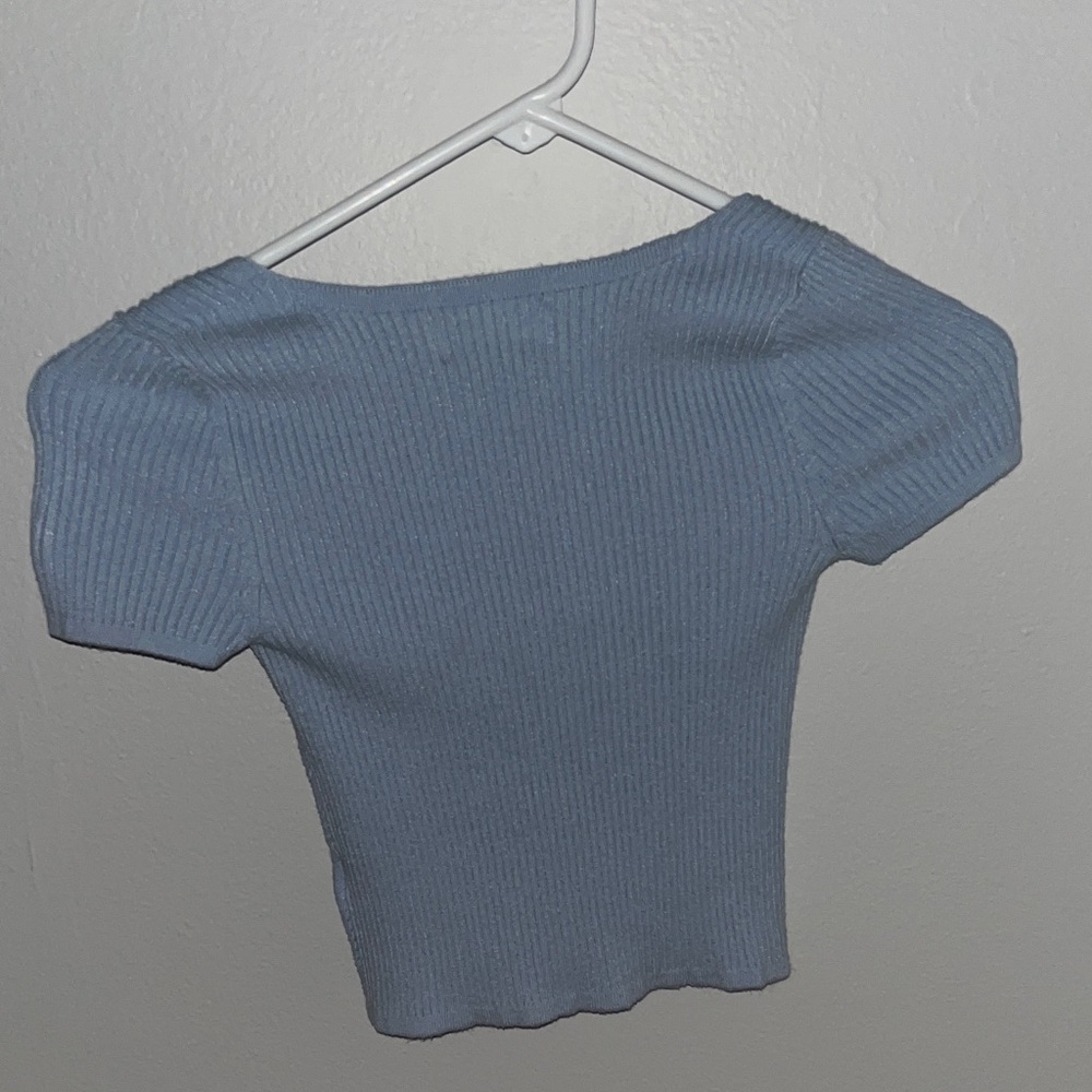 Women's Blue Ribbed Top - Picture 3 of 3